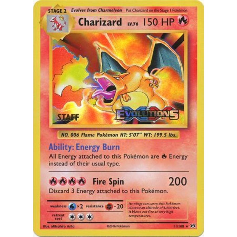 Charizard (11/108) (XY Evolutions Staff Prerelease) [XY: Black Star Promos]