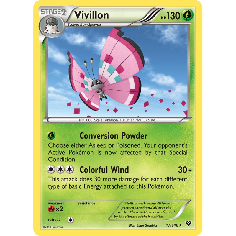 Vivillon (17/146) (Meadow Form/Pink Wings) [XY: Base Set]