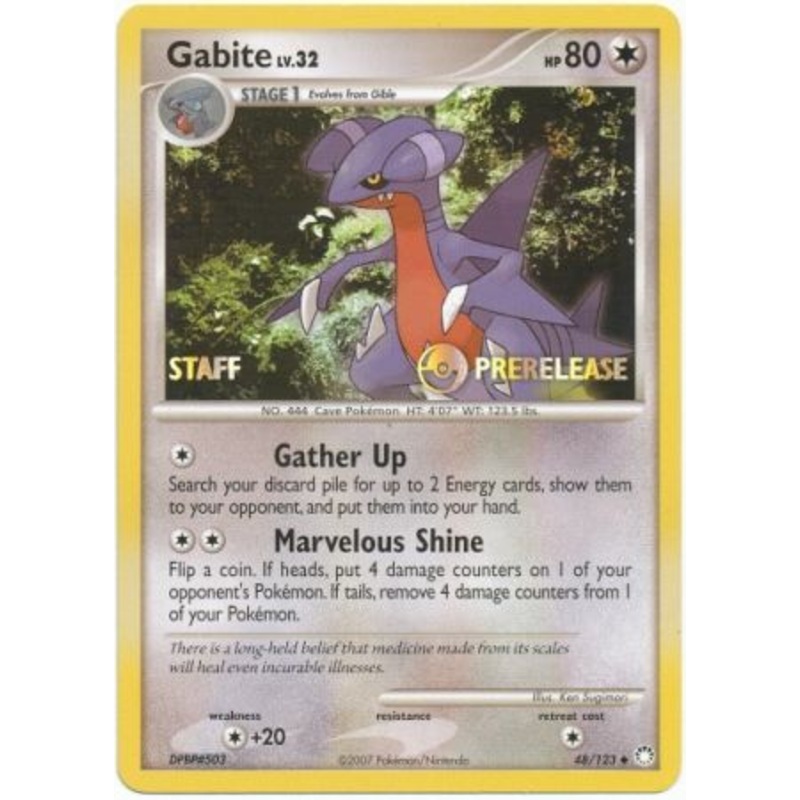 Gabite (48/123) (Staff Prerelease Promo) [Diamond & Pearl: Black Star Promos]