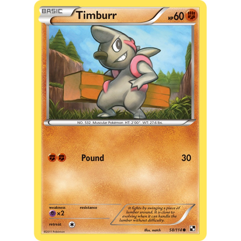Timburr (58/114) [Black & White: Base Set]
