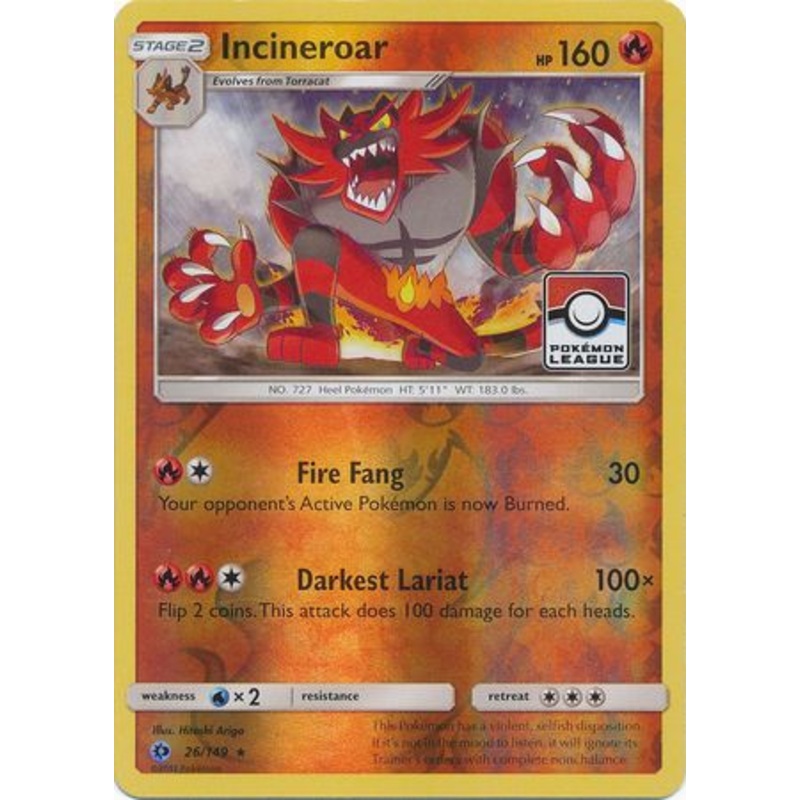 Incineroar (26/149) (League Promo) [Sun & Moon: Base Set]