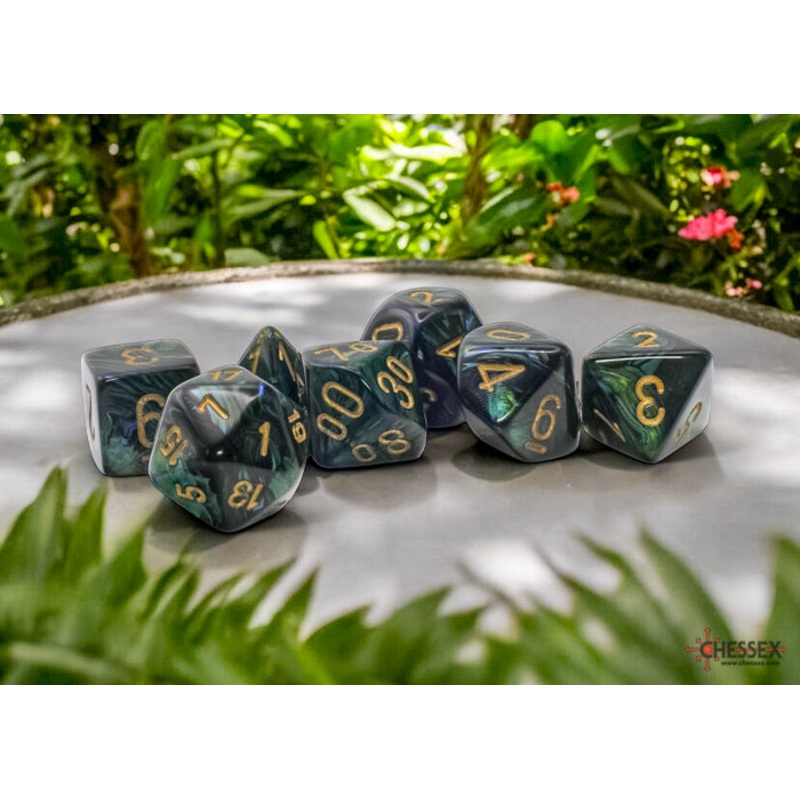 Scarab Scarlet Jade/Gold Mega-hedral 7-Die Set