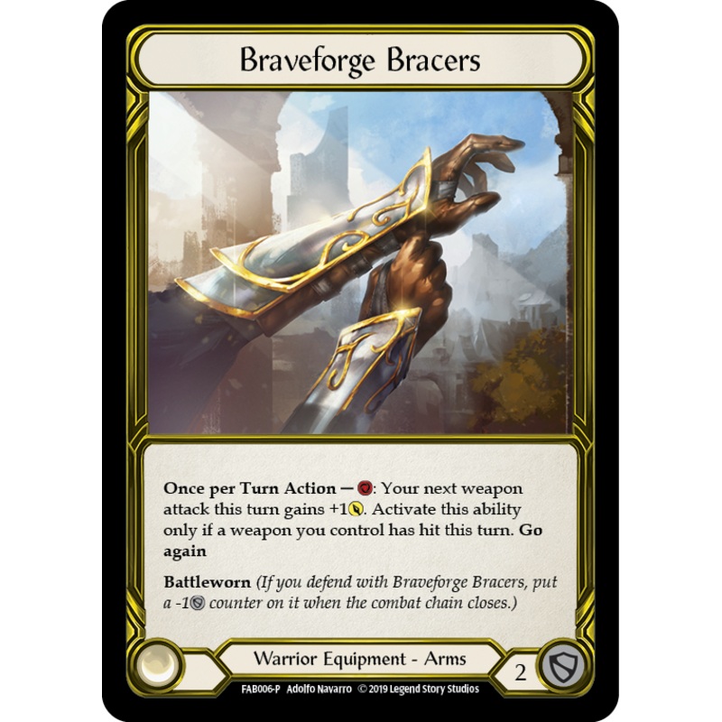 Braveforge Bracers [FAB006-P] (Promo)  1st Edition Cold Foil - Golden