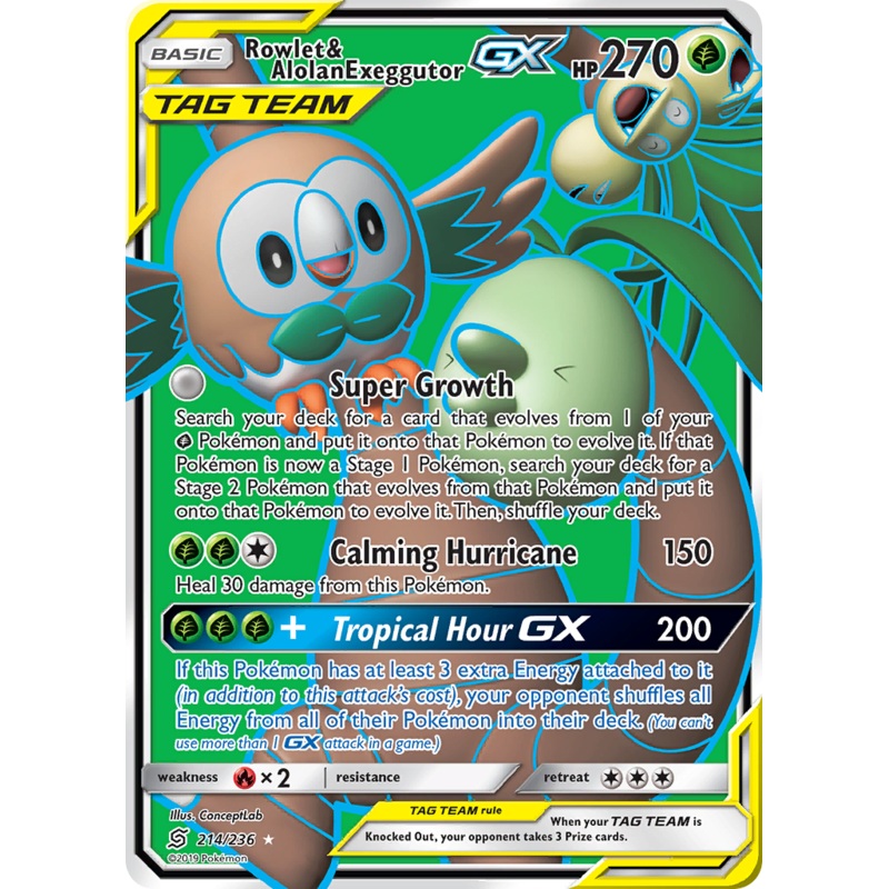 Rowlet & Alolan Exeggutor GX (214/236) [Sun & Moon: Unified Minds]