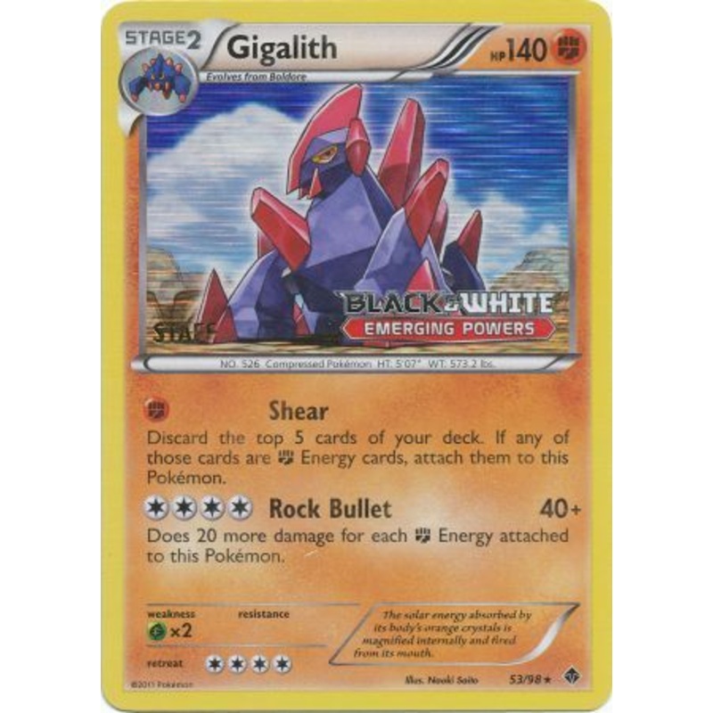 Gigalith (53/98) (Staff Prerelease Promo) [Black & White: Black Star Promos]