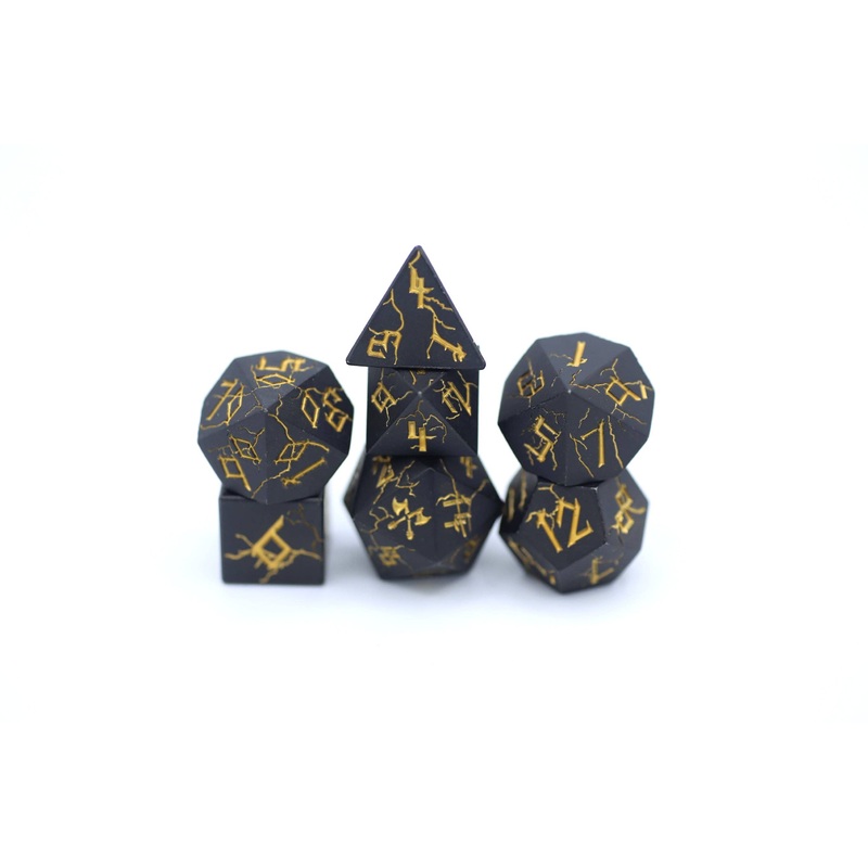 Matt Black with Gold Barbarian Dice Set