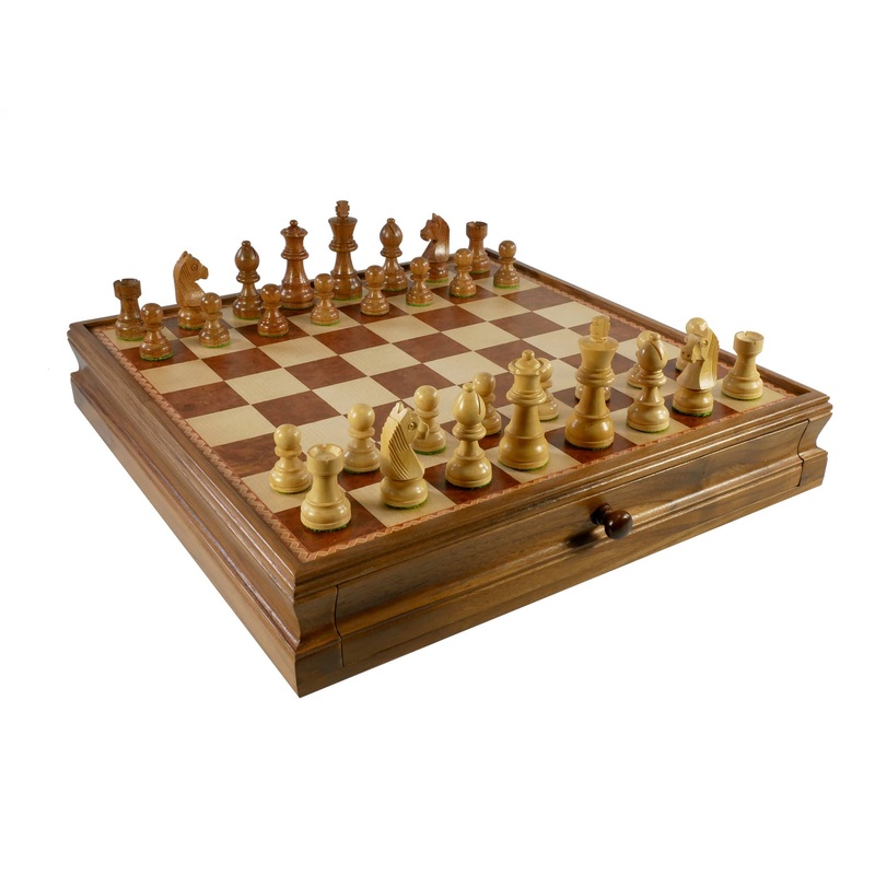 15" Walnut & Maple Inlaid Wood Chess Set