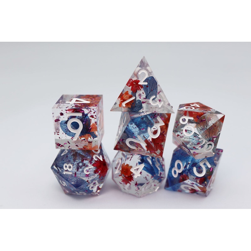 Sharp Edge Resin RPG Dice Set - Blooming Tempest