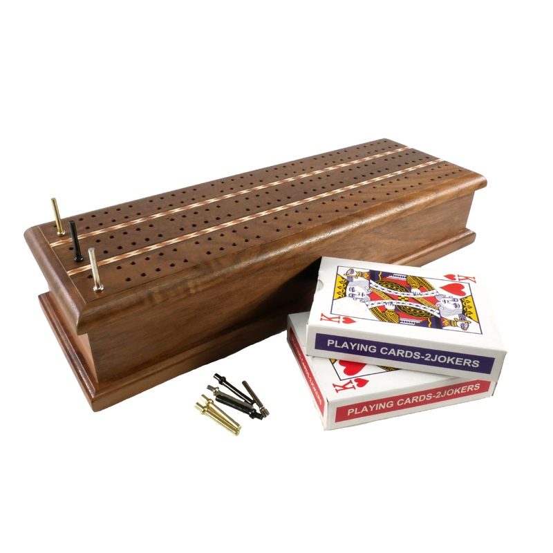 Inlaid Cribbage Box with Cards