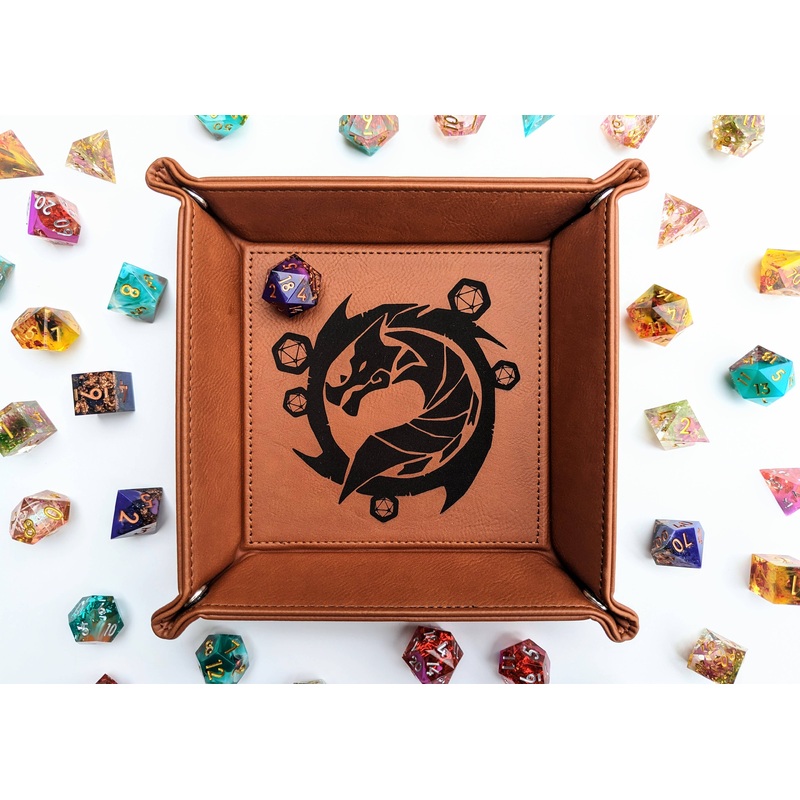 The Waiting Wyvern - Vegan Leather Dice Rolling Tray