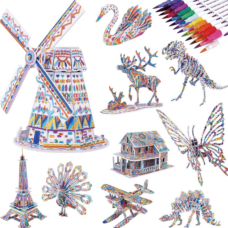 BEARUN 3D Coloring Puzzle Set