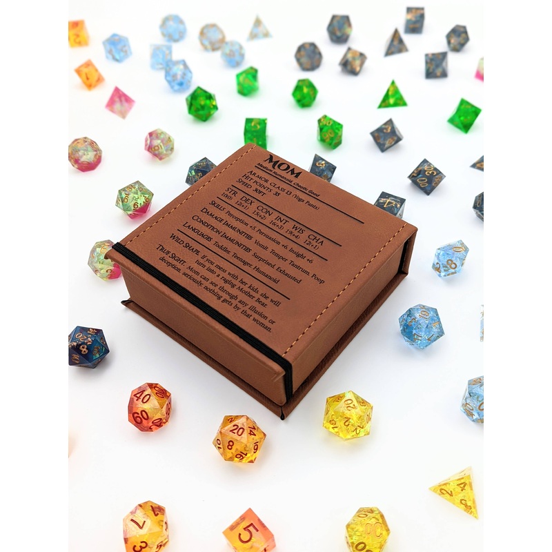Mom Stat Block - D&D - Vegan Leather Dice Box