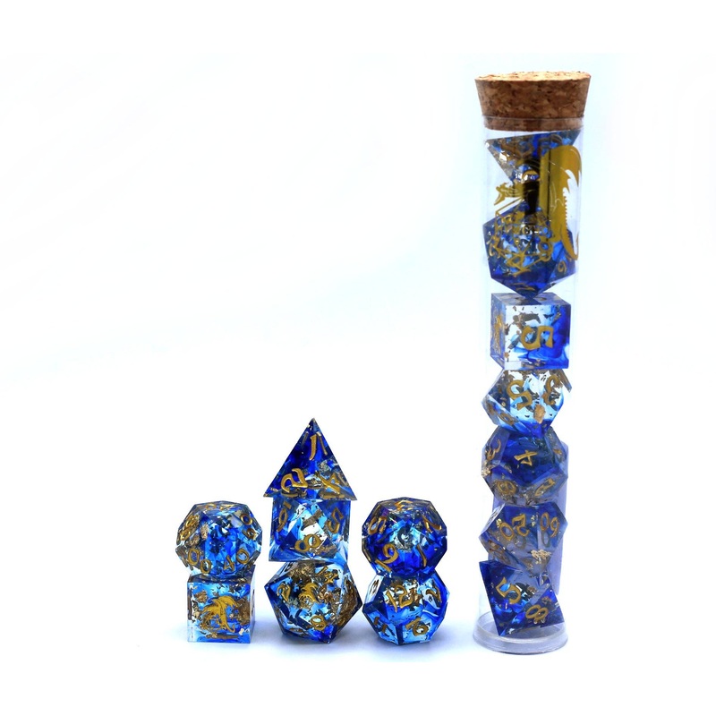 Captured Magic Hand Sanded Sharp Edge Resin - Blue Gold Foil