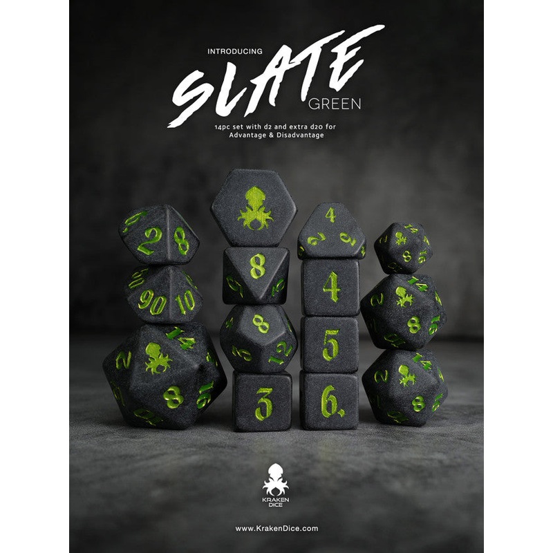 Kraken Slate 14 pc Slate TTRPG Dice Set