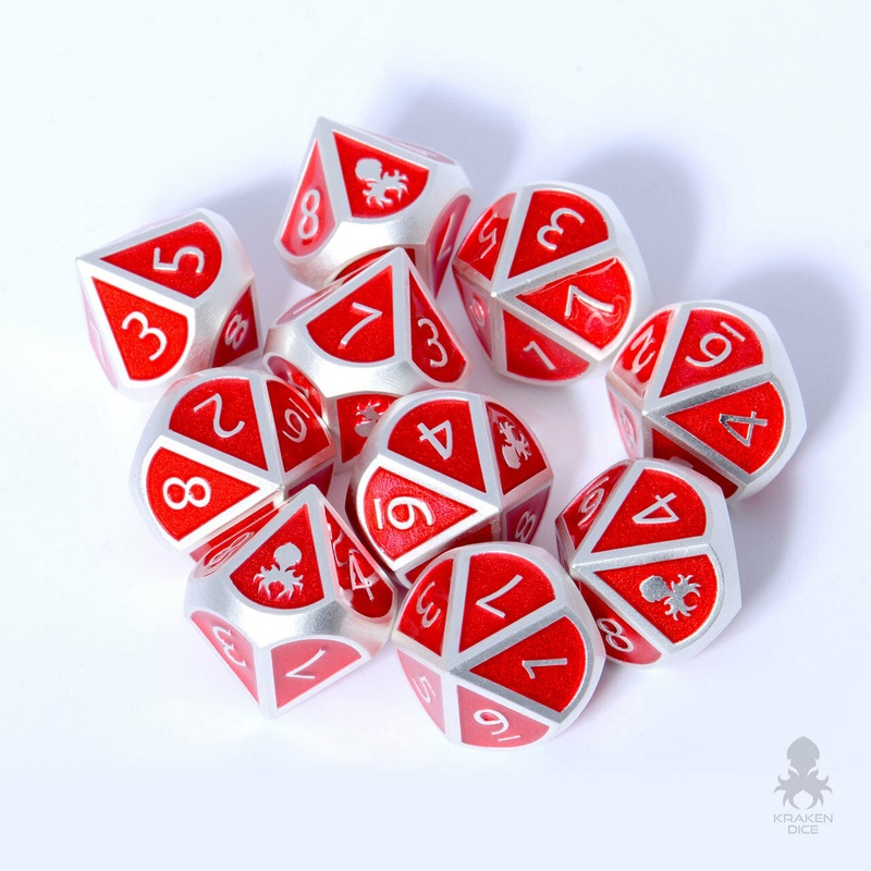 Kraken 10pc Dark Prince Metal d10 Dice Set for RPGs