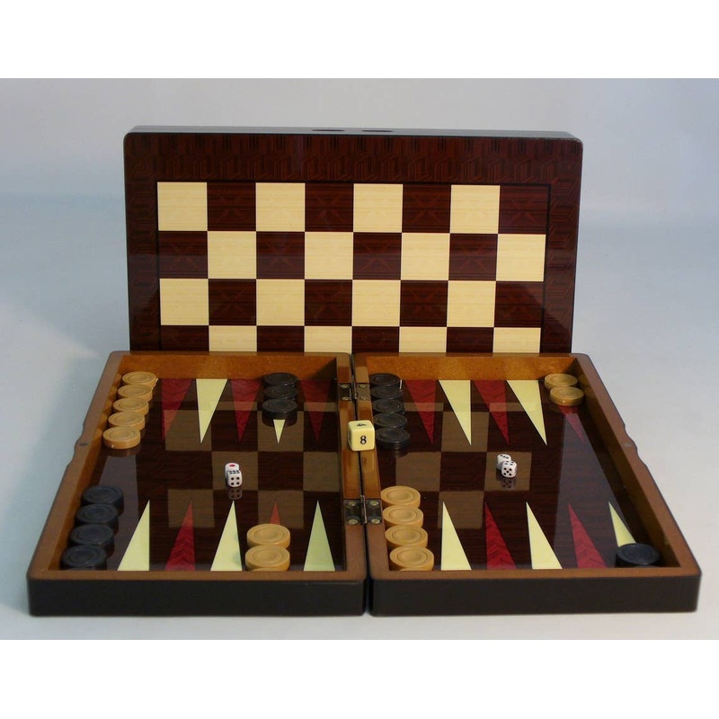 Backgammon- 15" Simple Wood Grain Backgammon Set