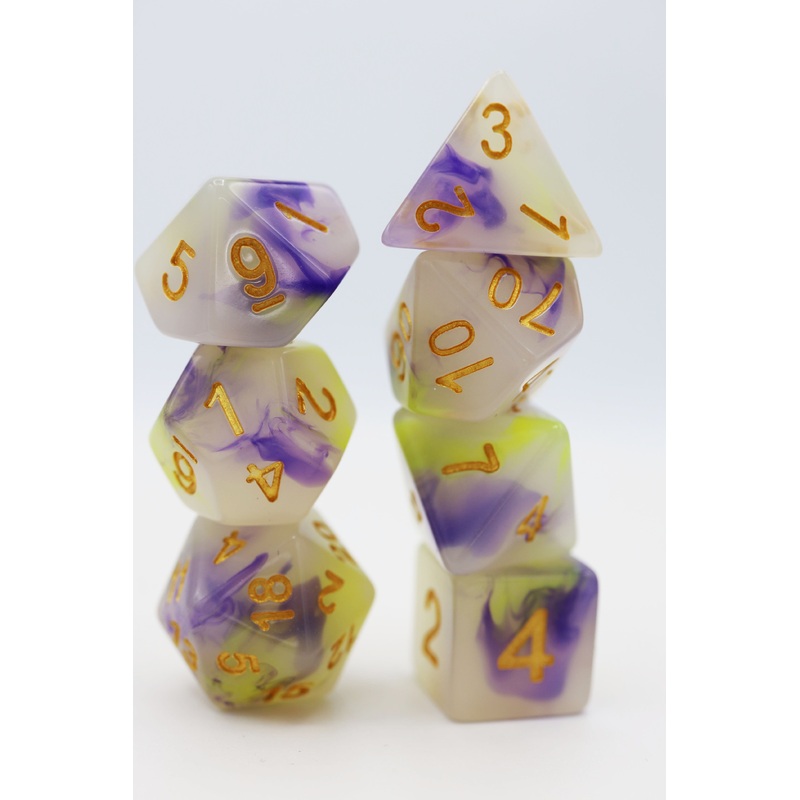 Yellow & Purple Jade RPG Dice Set