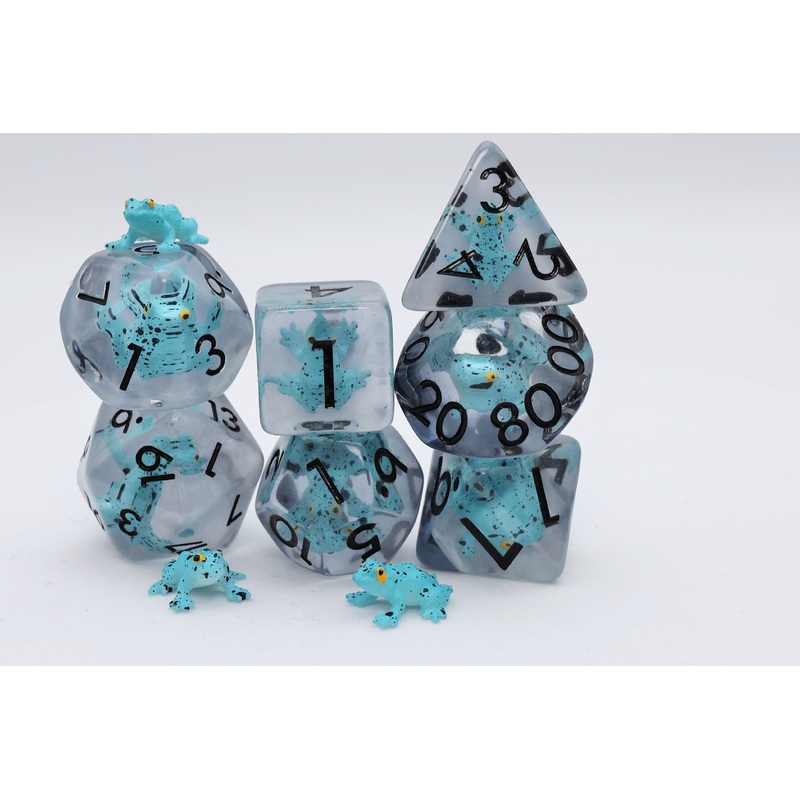 Blue Poison Frog RPG Dice Set