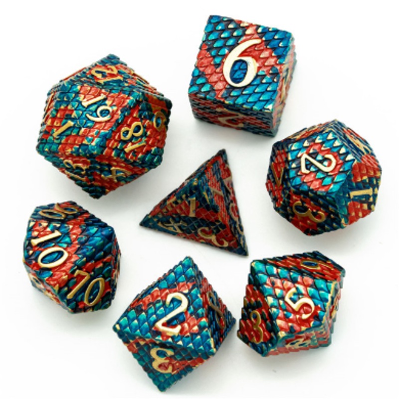 Foam Brain Games - Blue-Fire Dragon Scale RPG Dice Set