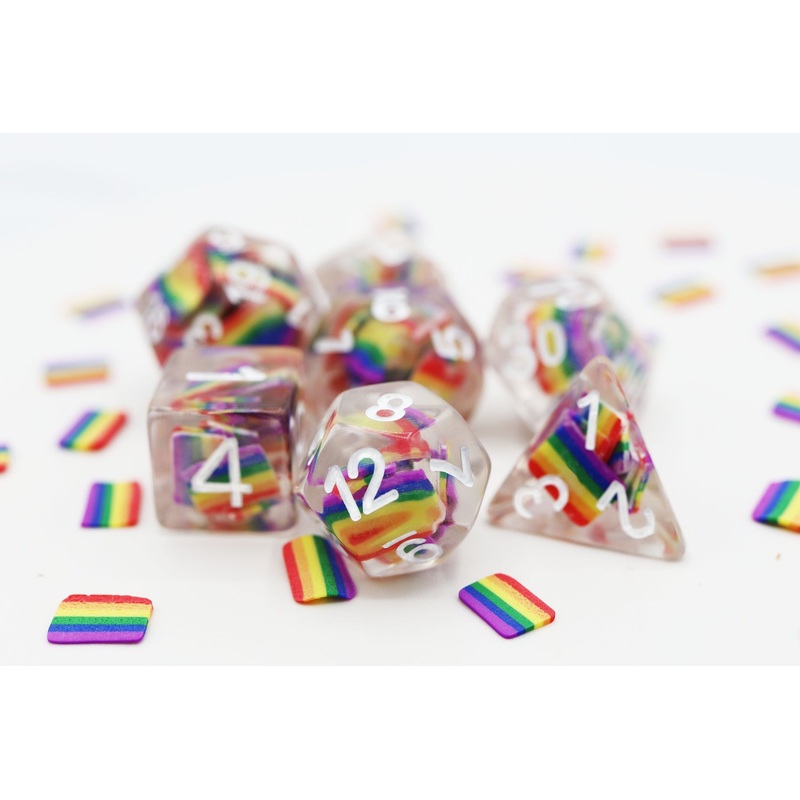 Foam Brain Games Pride Flag RPG Dice Set
