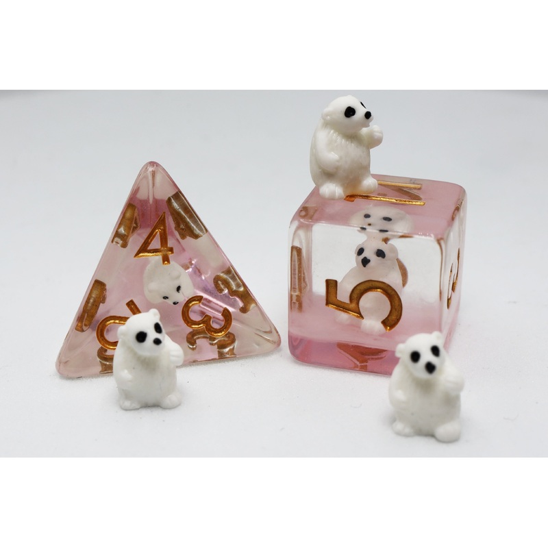 Pink Polar Bear RPG Dice Set