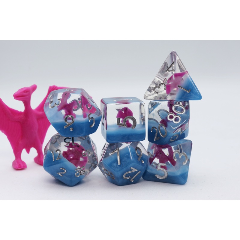 Pink Pterodactyl RPG Dice Set