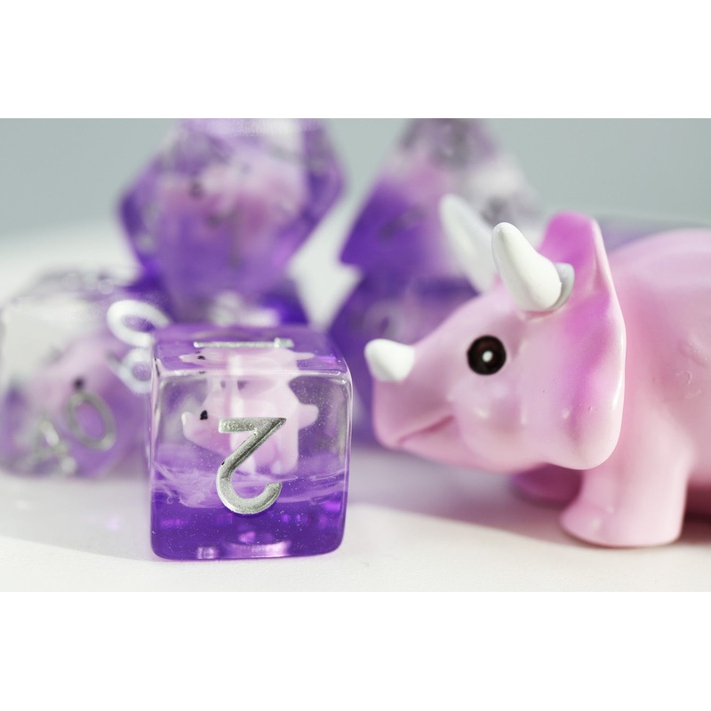 Pink Triceratops RPG Dice Set