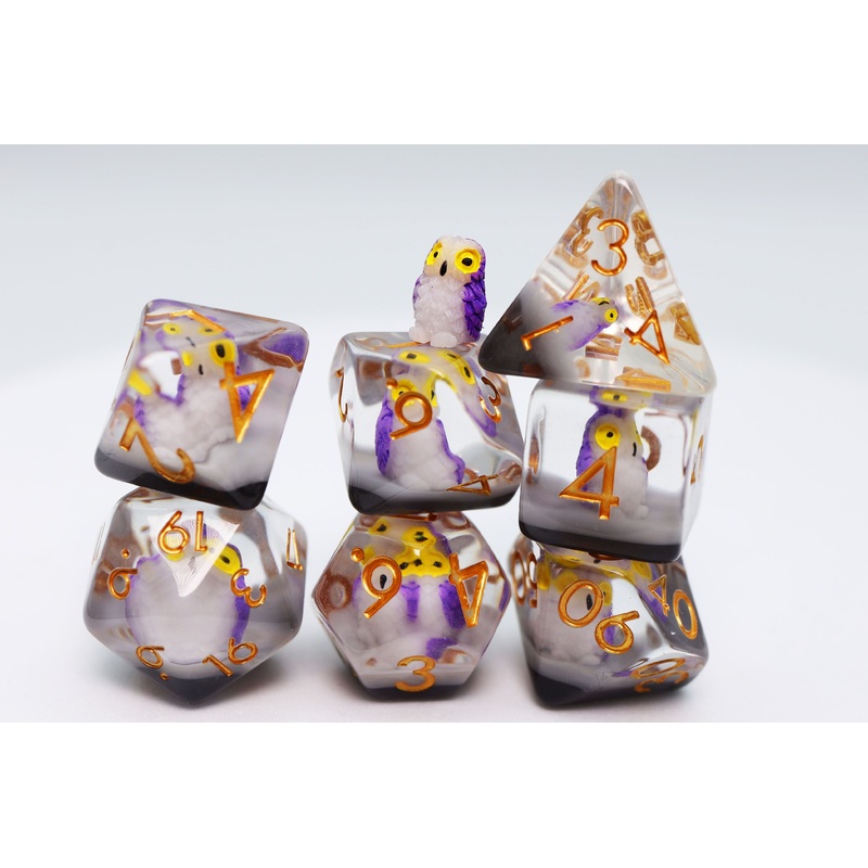 Purple Owl RPG Dice Set