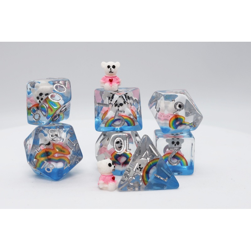 Rainbow & Teddy RPG Dice Set