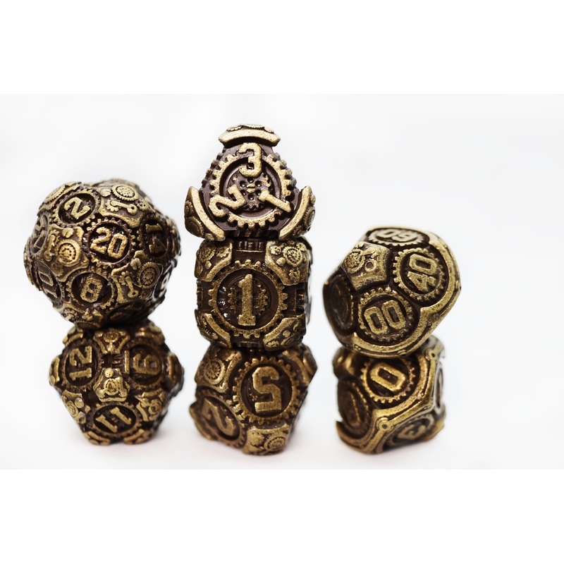 Airship Gears: Brazen Bulkhead - Metal RPG Dice Set