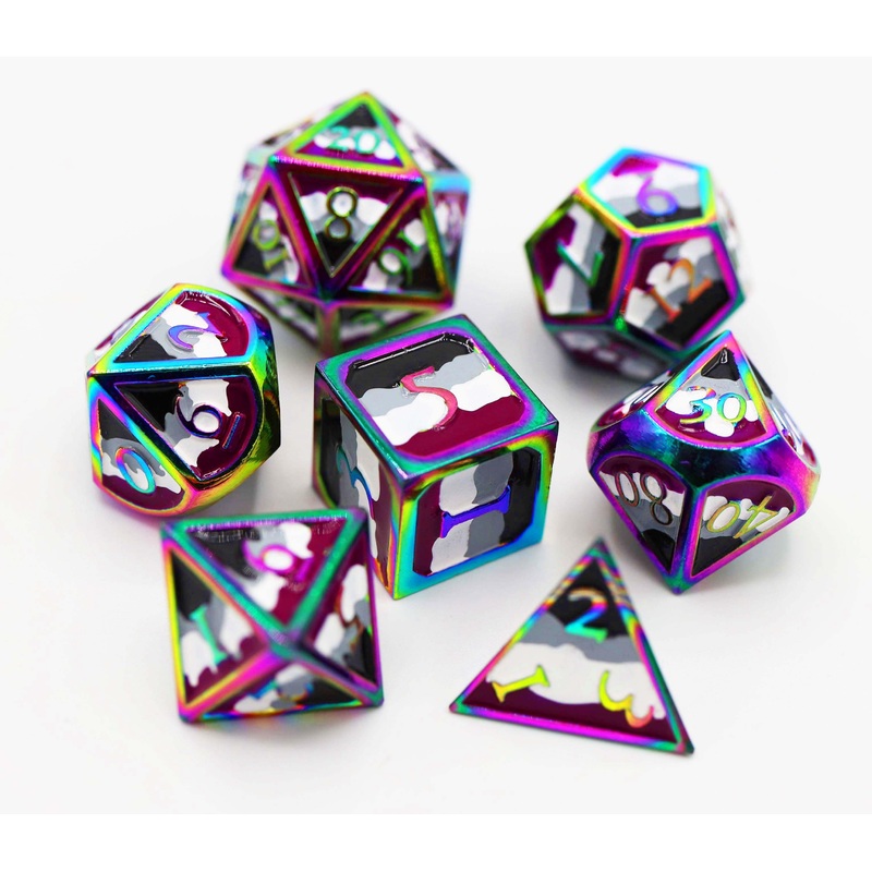 Asexual Pride Flag - Metal RPG Dice Set