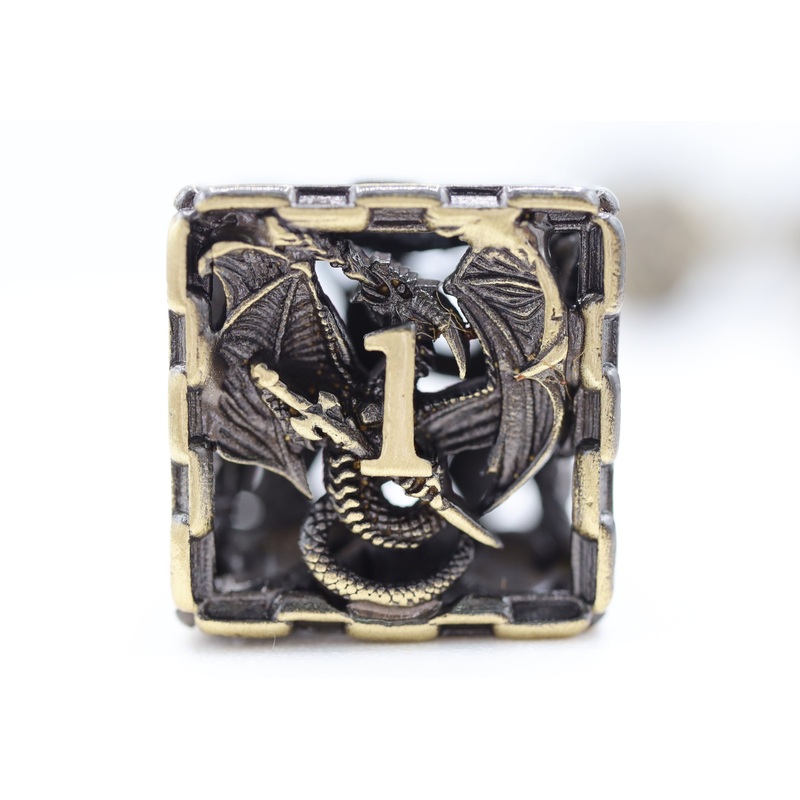 Chained Dragon: Bronze - Hollow Metal RPG Dice Set
