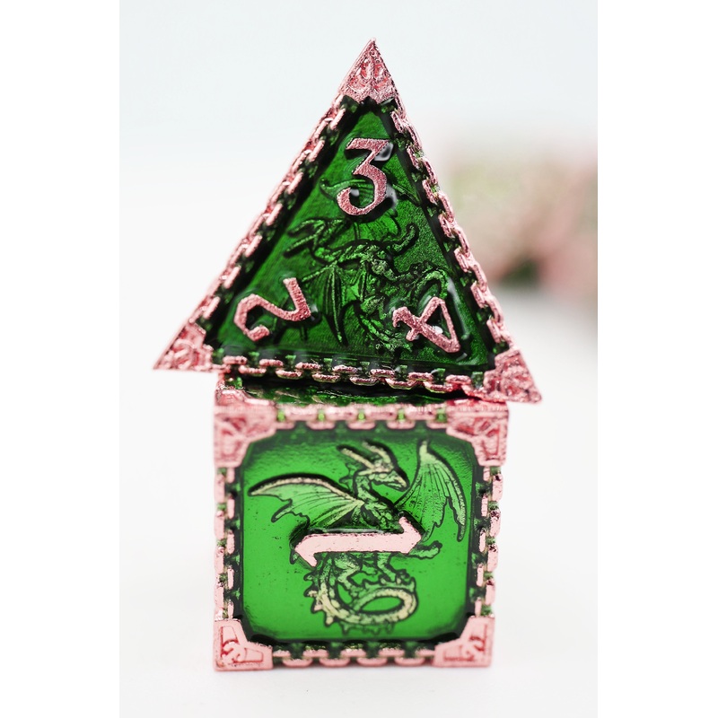 Chained Dragon: Forest - Metal RPG Dice Set