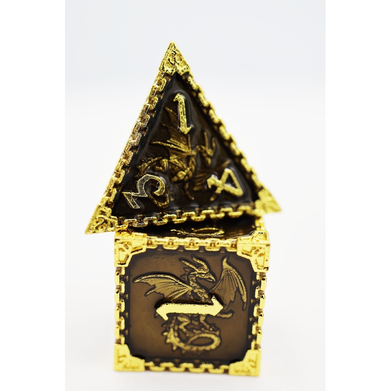 Chained Dragon: Gold Void - Metal RPG Dice Set