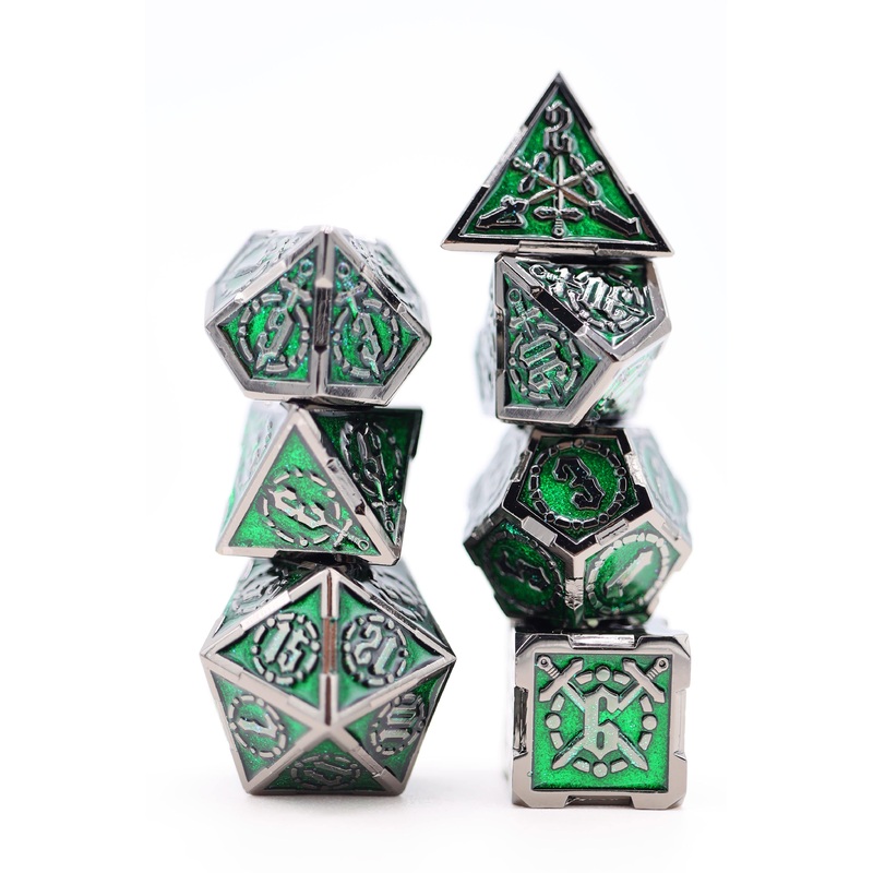 Crossed Swords: Enchanted Forest Sword - Metal RPG Dice Set