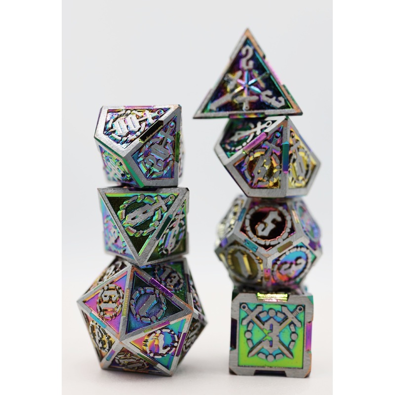 Crossed Swords: Holographic Sword - Metal RPG Dice Set