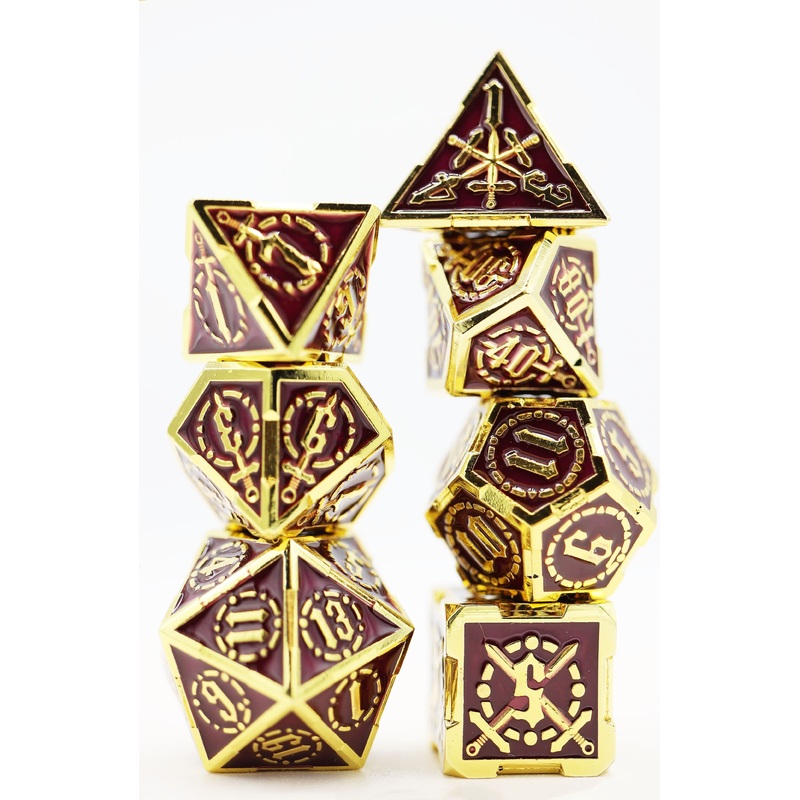 Crossed Swords: Royal Amethyst Sword - Metal RPG Dice Set