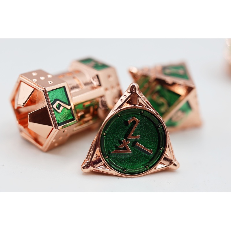 Dice 51: Emerald Meteor Shower - Metal RPG Dice Set