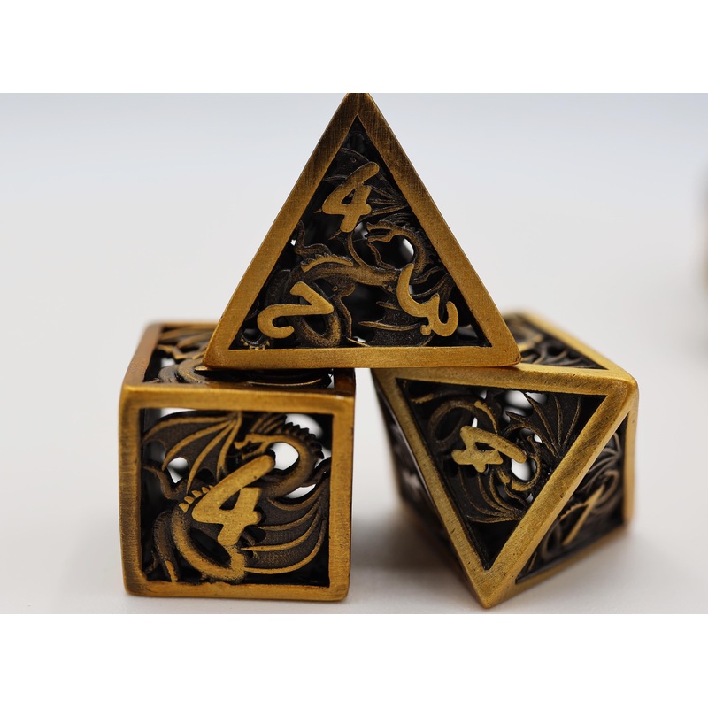 Dragon Essence: Gold - Hollow Metal RPG Dice Set