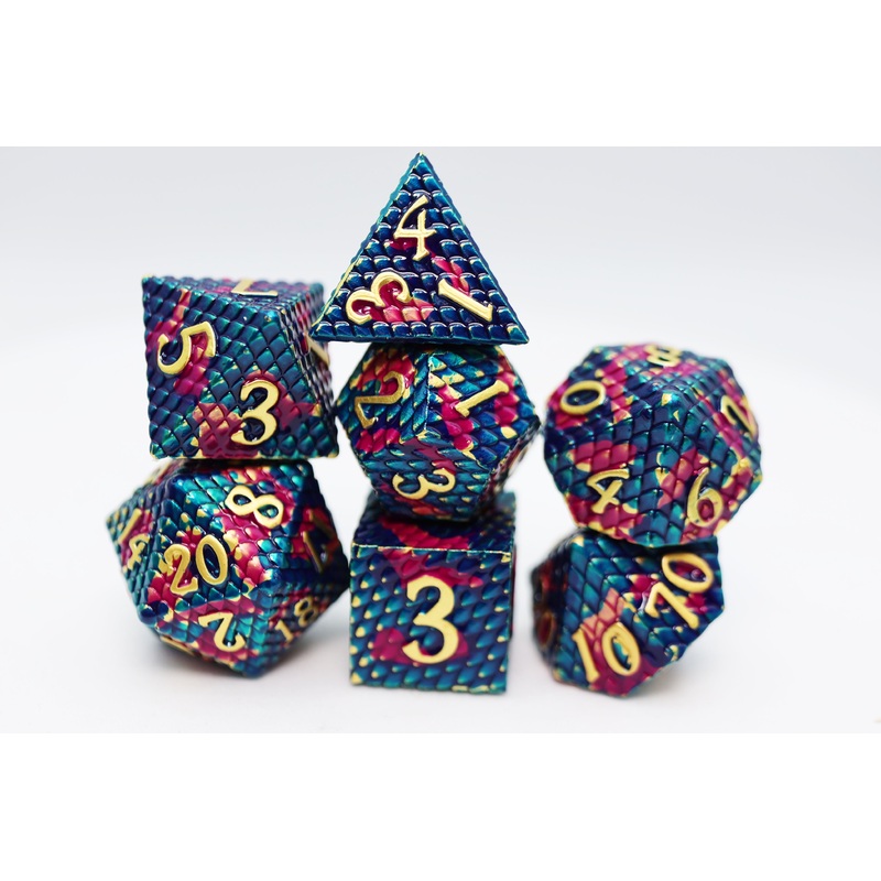 Dragon Scale: Golden - Metal RPG Dice Set