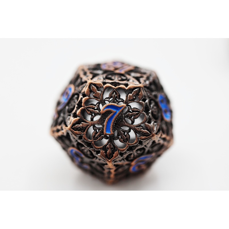 Fleur de Lis: Copper Azul - Hollow Metal RPG Dice Set