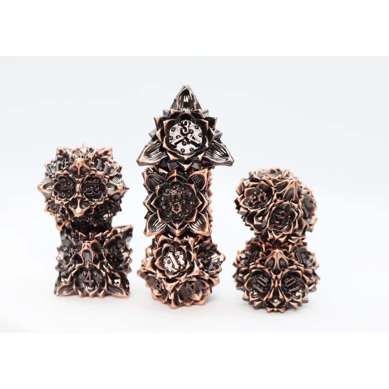 Floral Starburst: Ancient Bouquet - Metal RPG Dice Set