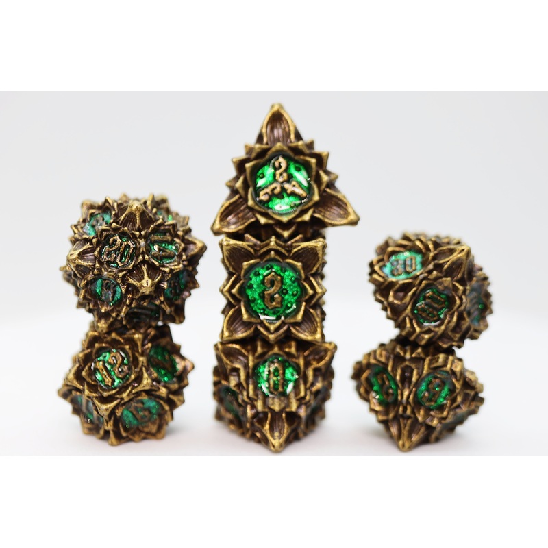 Floral Starburst: Old Growth - Metal RPG Dice Set
