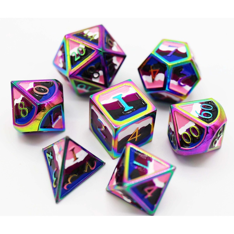 Genderfluid Pride Flag - Metal RPG Dice Set