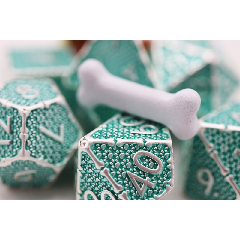 Grassy Paw Prints - Metal RPG Dice Set