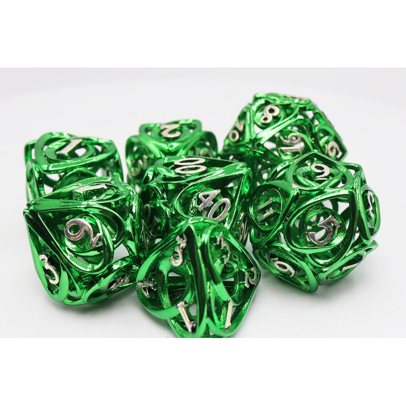 Hollow Hearts: Green - Metal RPG Dice Set