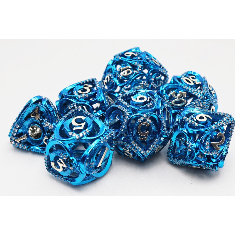 Hollow Hearts: Jeweled Blue -  Metal RPG Dice Set