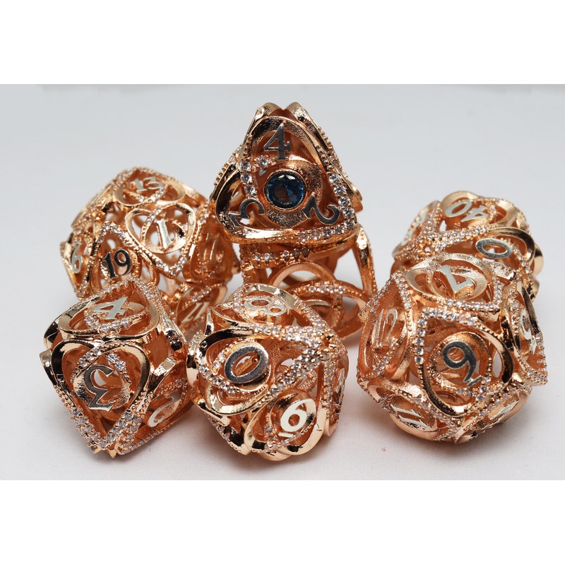 Hollow Hearts: Jeweled Copper - Metal RPG Dice Set