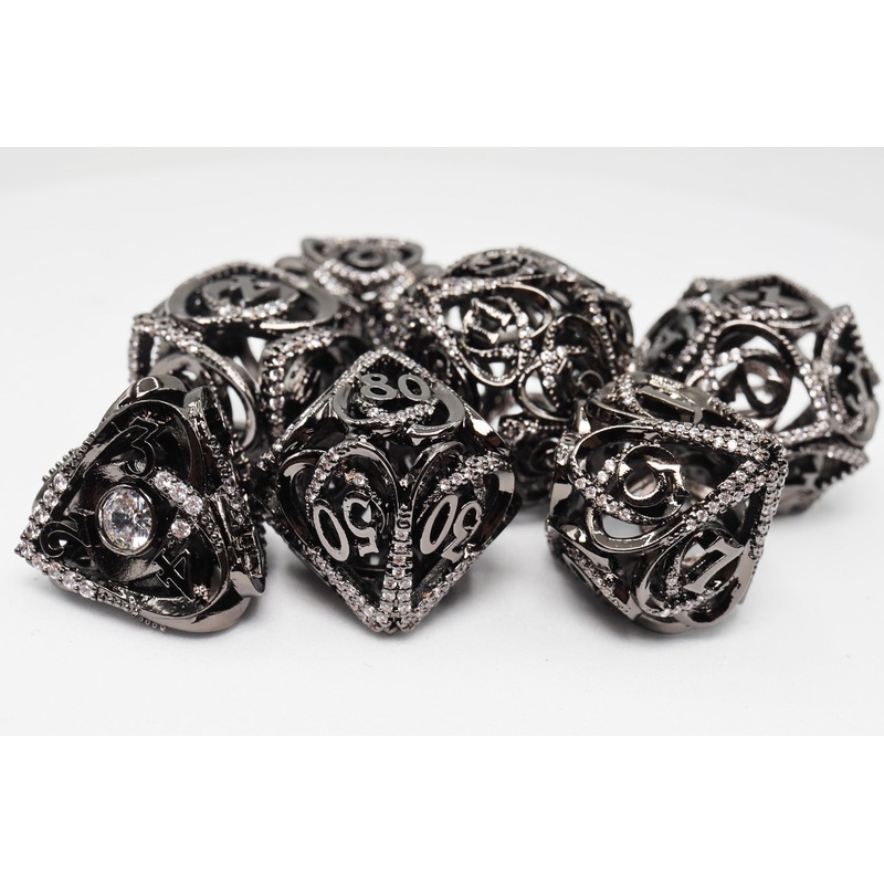 Hollow Hearts: Jeweled Midnight Metal - Metal RPG Dice Set