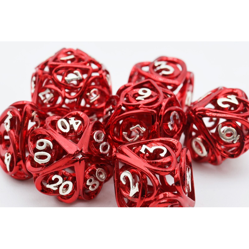 Hollow Hearts: Red - Metal RPG Dice Set